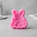 Silicone Mold Rabbit with Flowers Ideal for Resin Plaster