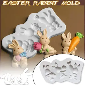 3 cavity Rabbit Easter Silicone Mold