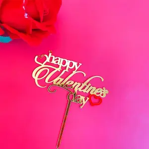 1 pcs happy Valentine with red Day cake topper