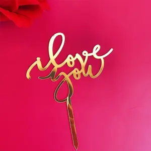 1 pcs golden Love you acrylic cake topper