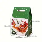 1Pcs Green Christmas Baking Paper Tote Bag 11cm x 15.5cm x 15.5cm x 16cm