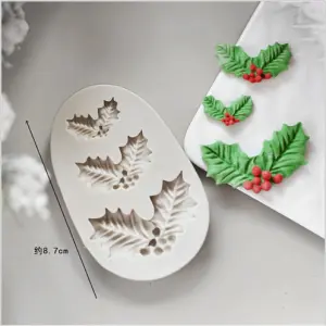 Holly leaf christmas silicone mould