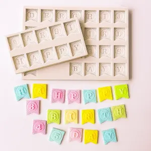 Flag Banner shaped Alphabet and Number silicone mould set