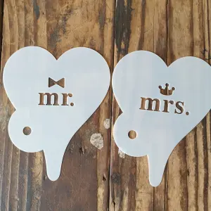 2 pcs Mr And Mrs theme Decoration icing Stencils set