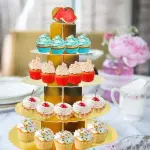 5 Layer Disposable Cake Stand Golden Cardboard Dessert Mini Cake Stand Tower Cupcake Stand Baby Shower Birthday Party Supplies cup cake stand