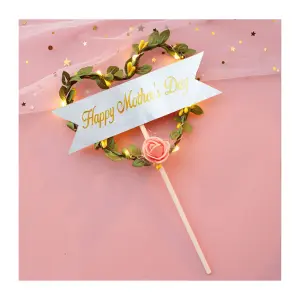 Led Light Heart shaped Happy Mothers cake topper