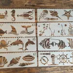 8 pcs Sea Ocean Creatures Decoration icing Stencils set