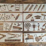 8 pcs School Study and Music Theme Decoration icing Stencils set