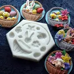 Easter Bunny and Eggs Basket Silicone Mould