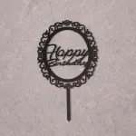 Black mirror frame happy birthday cake topper