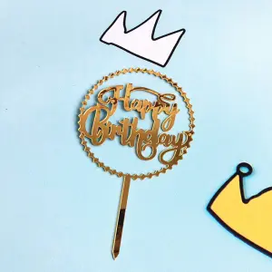 Golden happy birthday cake topper