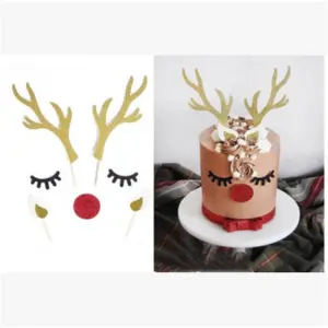 7 pcs Reindeer theme Merry Christmas Topper set for cake decoration