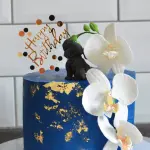 Transparent round happy birthday cake topper