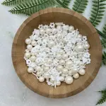 Shimmery White Pearl and Flower Edible Sprinkler 100gm
