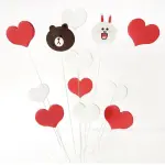 12 pcs couple red and white hearts with floral wire cake topper set