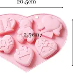 3D Teddy Bear love heart theme Silicone Mould