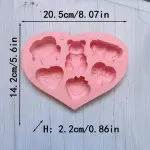 3D Teddy Bear love heart theme Silicone Mould