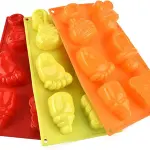 Baby Shower Theme Silicone Soap Mold,Little Feet Bear Baby Carriages Baby Pacifier Fondant Mold for Sugarcraft,Cupcake,Ice Cube,Pastry,Polymer Clay,Wax Melt Making,Cake Decoration