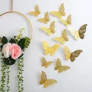 12 pcs Golden Metallic Butterfly topper set Style 3