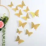 12 pcs Golden Metallic Butterfly topper set Style 5