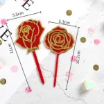 2 Pcs Acrylic Rose cake topper set