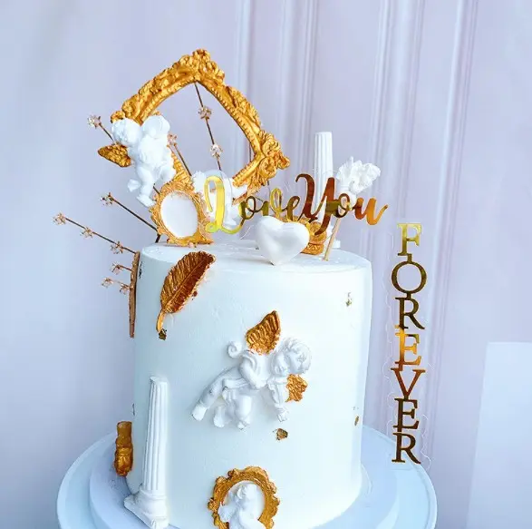 1 pcs Double Acrylic I love you cake topper