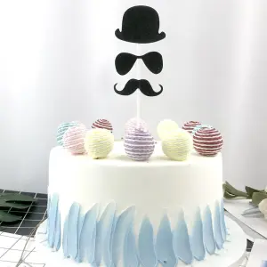 3 pcs set hat sunglasses and mustache cake topper