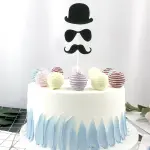 3 pcs set hat sunglasses and mustache cake topper