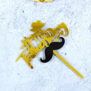 Happy Fathers day Mustache hat theme cake topper Style 19