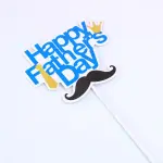 Blue Happy fathers day with mustache cake topper