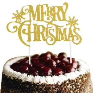 1 pcs golden Merry Christmas cake topper