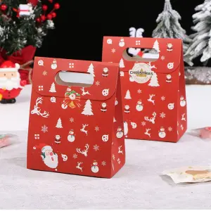 10Pcs Red Christmas Portable Paper Bags