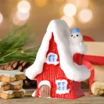 1Pcs Christmas Themed Resin House Figurine,Micro Landscapes Ornament Accessories,Red