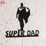2 pcs Black super dad cake topper