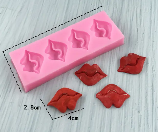 4 cavity lips silicone mould