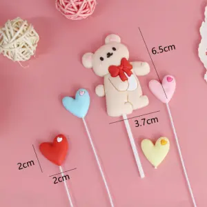 5 pcs teddy love cake toy topper