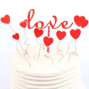 9 pcs love and heart theme Valentine Day cake topper set