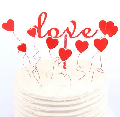 9 pcs love and heart theme Valentine Day cake topper set