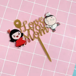 I love you mom with coloured children cake topper