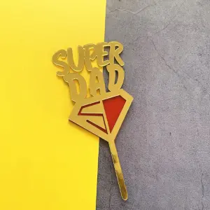 Golden and red Super dad cake topper
