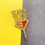 Golden and red Super dad cake topper