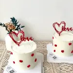 1 pcs red heart love cake topper