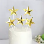 10 pcs silver and golden Star Cake Topper