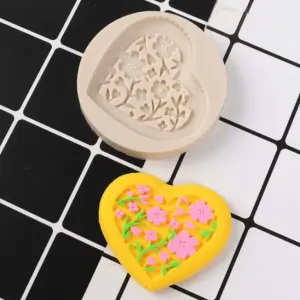 Floral Design Heart Shape Fondant Mould