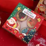 1 PCS 4 cavity Christmas Cupcake Pack Box Muffin Cake Open Window Transparent box
