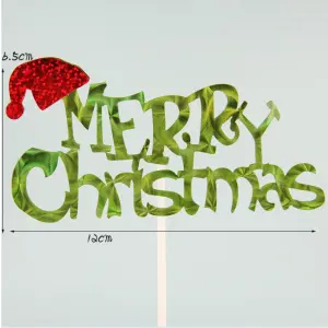 1 pcs green Merry Christmas cake topper