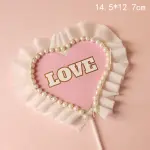 1 pcs lace pearl Love heart topper