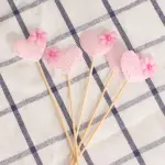 5 pcs pink heart cake topper