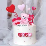 6 pcs Valentine Day theme teddy gift heart love cake cupcake toy topper set