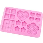 3D Silicone Waffle Chocolate Mould - Heart Flower Square Candy Mould